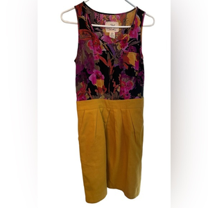 TABITHA Anthropologie Dress 100% Silk Top 100% Cotton Bottom w/Pockets Women’s 4